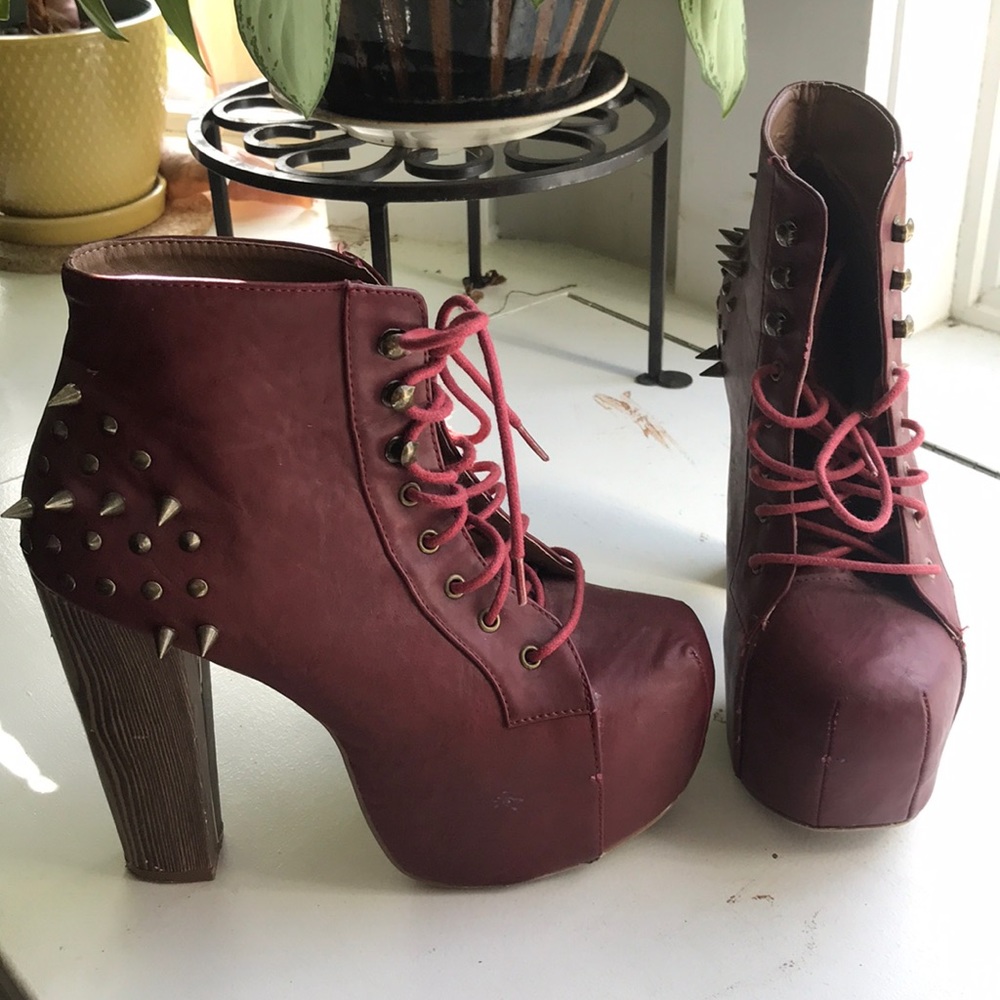 Jeffrey Campbell chunky spiked heeled boots